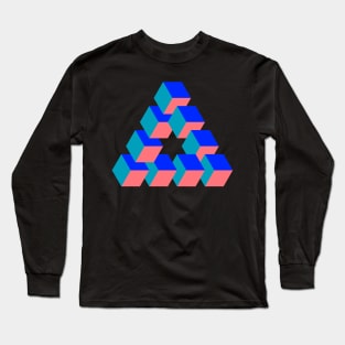 Optical triangle #6 - blues and salmon Long Sleeve T-Shirt